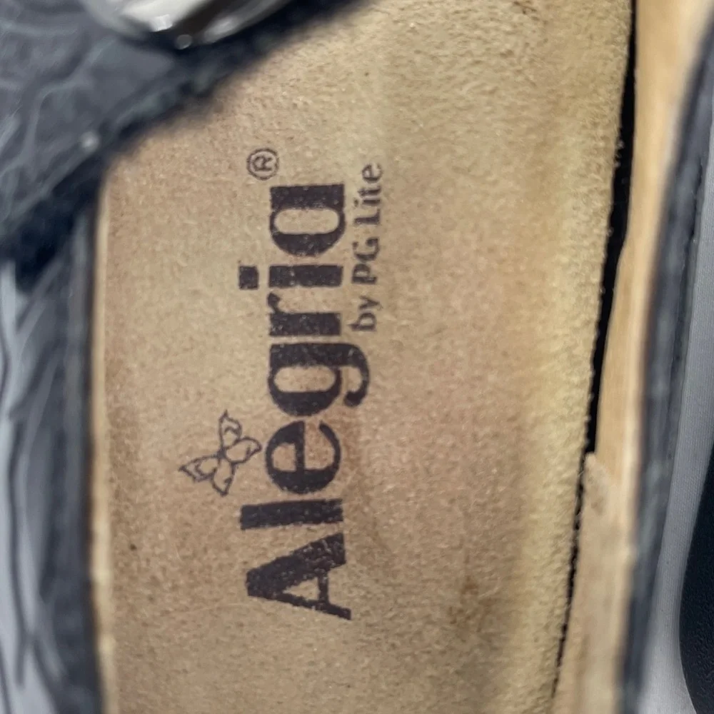 Alegria Black Embossed MARY JANE Shoes WOMENS SIZE 37 LEATHER UPPER